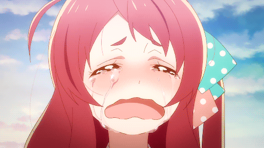 The main character, Sakura, crying after an emotional moment, and eventually drying
                            up from losing so much moisture and turining into a comedic dried husk.